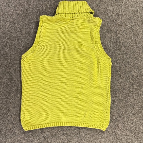 Y2K 90s Mossimo Sweater Women Large Chartreuse Turtleneck Sleeveless Cotton USA - Picture 7 of 8